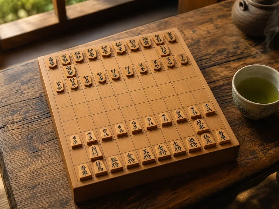King, gold generals, and attacking lines on a 9×9 shogi board